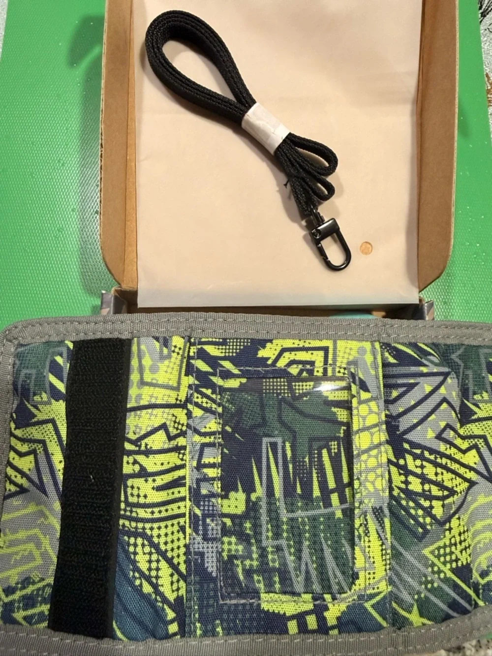 NWT in box Neon Geometric Trifold Wallet by Chico mocha strap and hook